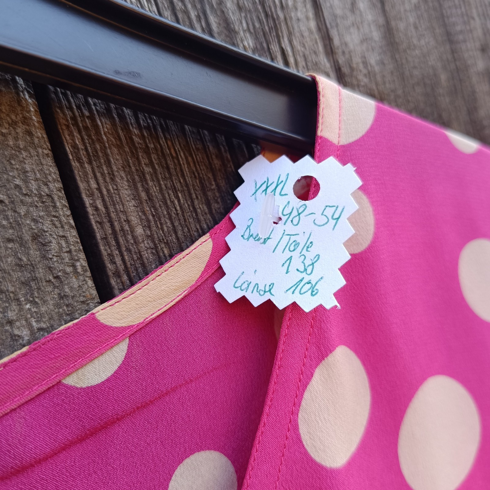 Vintage Polka Dot Dress Pink Cream Polka Dot Boho Maxi Dress Unique Handmade 50 52 54