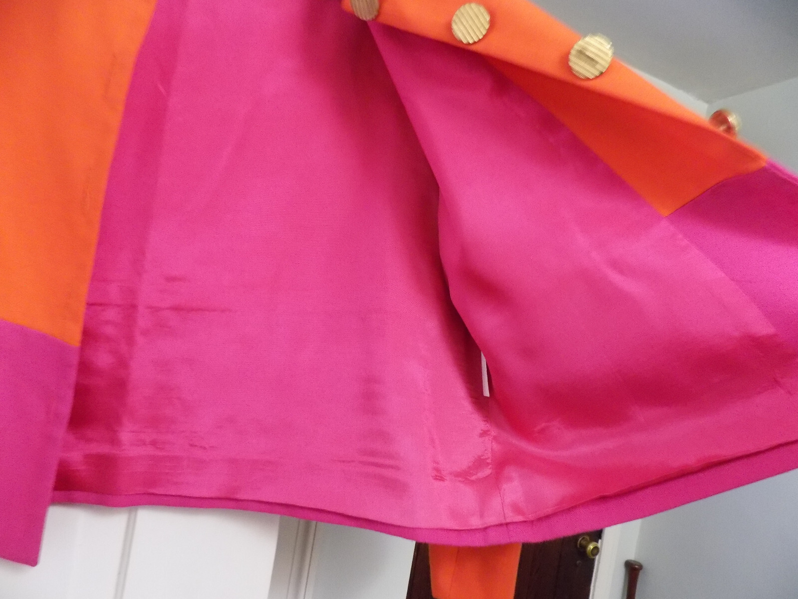 Vtg Gilmor Sz 10 Boxy Button Jacket Blazer Colorblock Bright Orange Fuchsia Pink