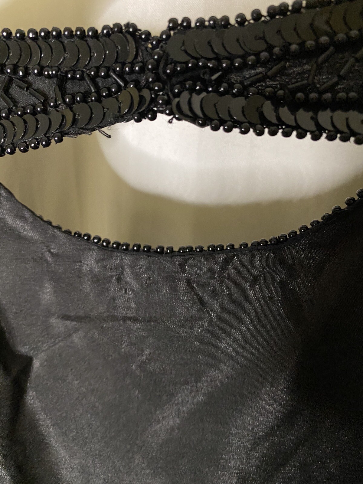Vintage Sweelo Black Beaded Long Sleeve 100% Silk Dress Evening Gown Size Small