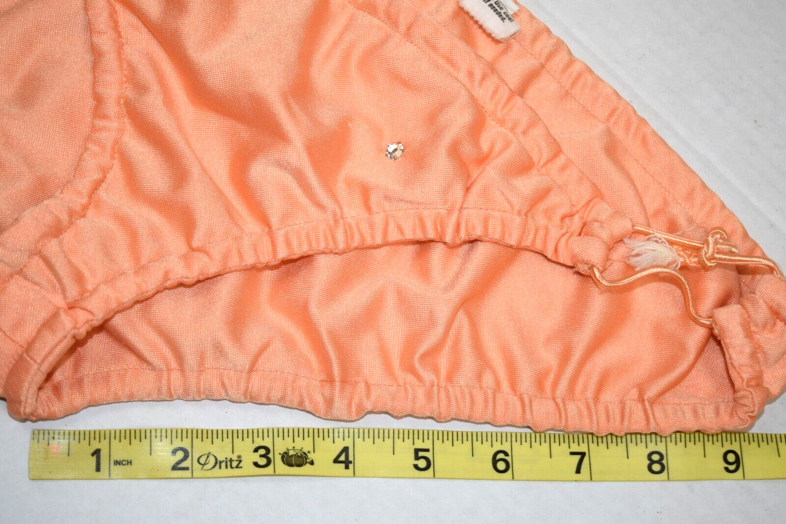 Vintage Shirt Bikini 3 Piece Set Size S/M 70s Melon Orange Bedazzled Silky