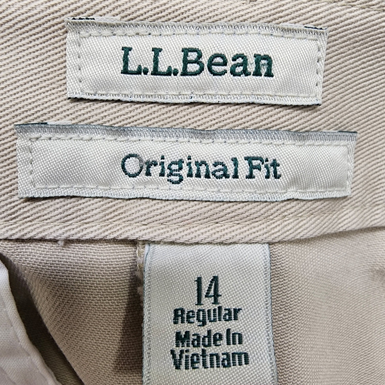Vintage 90s LL Bean Pants Womens 14 Beige Khaki Original Fit High Rise Crop Hem