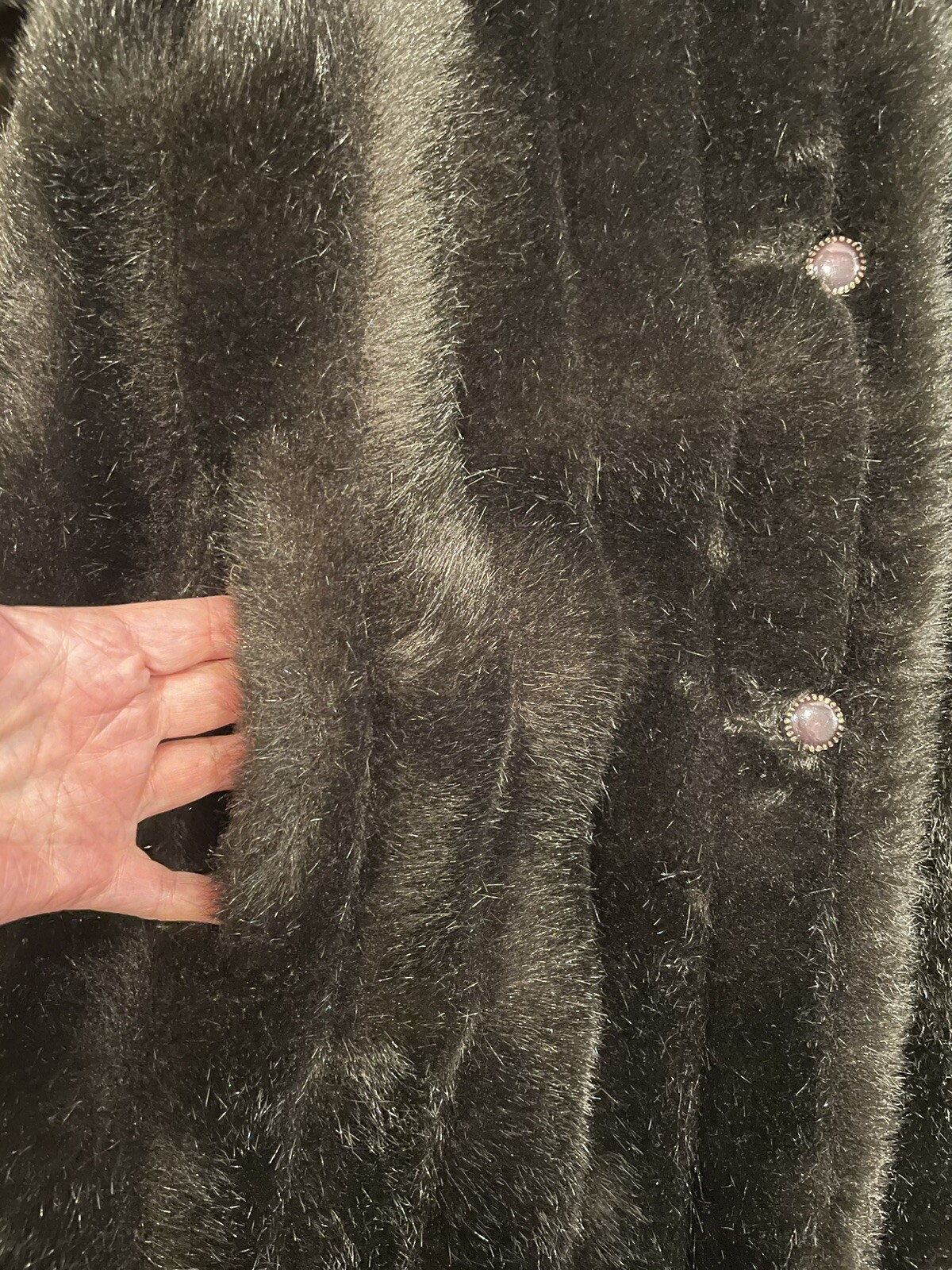 Vtg 1960 Black Faux Mink Fur Coat Shawl Collar Mar-Del Rice + Betmar Bucket Hat