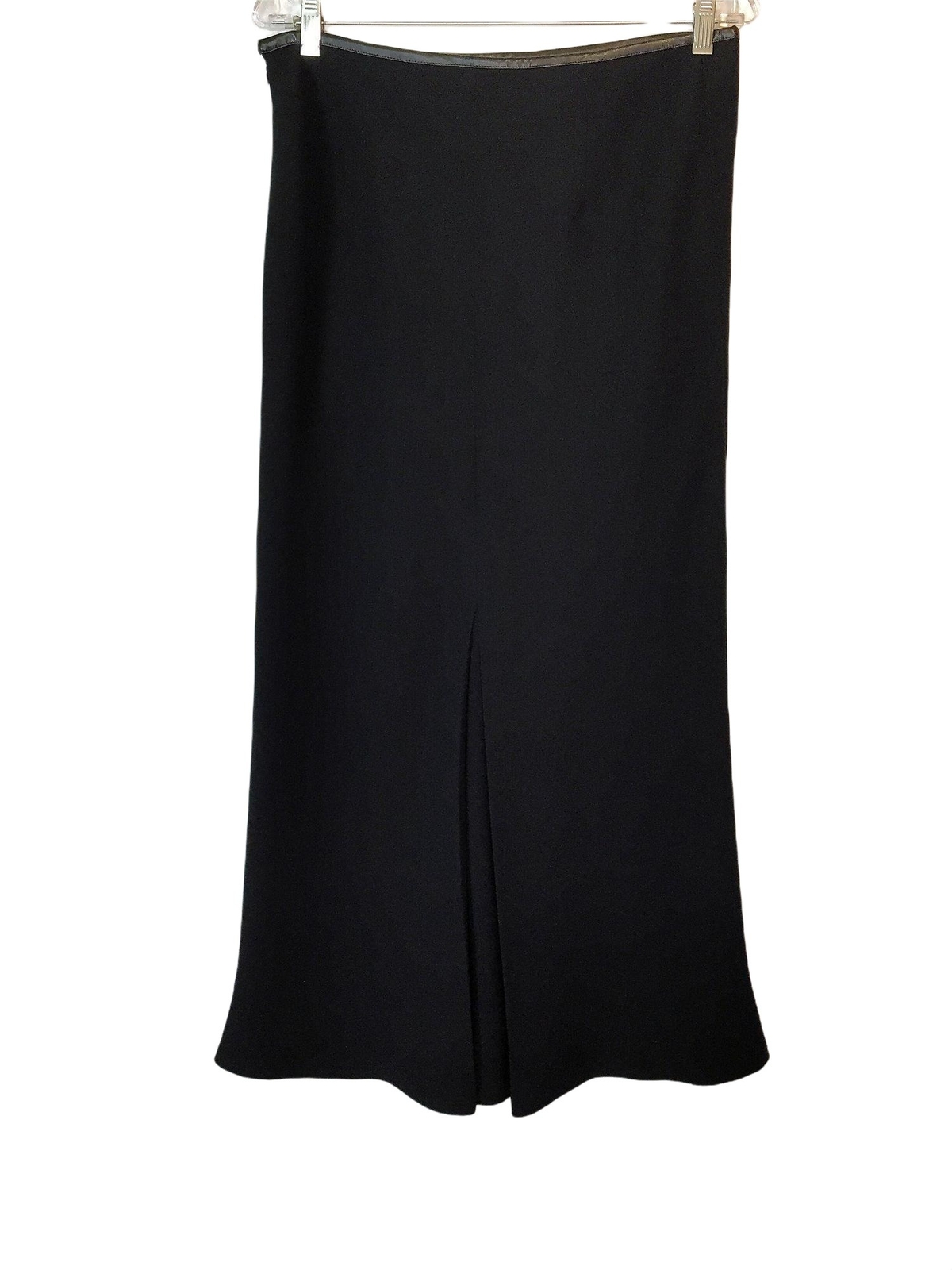 Italian Vintage 90s Black Maxi Skirt 46 Luisa Spagnoli Plisse Pleat Lined Long