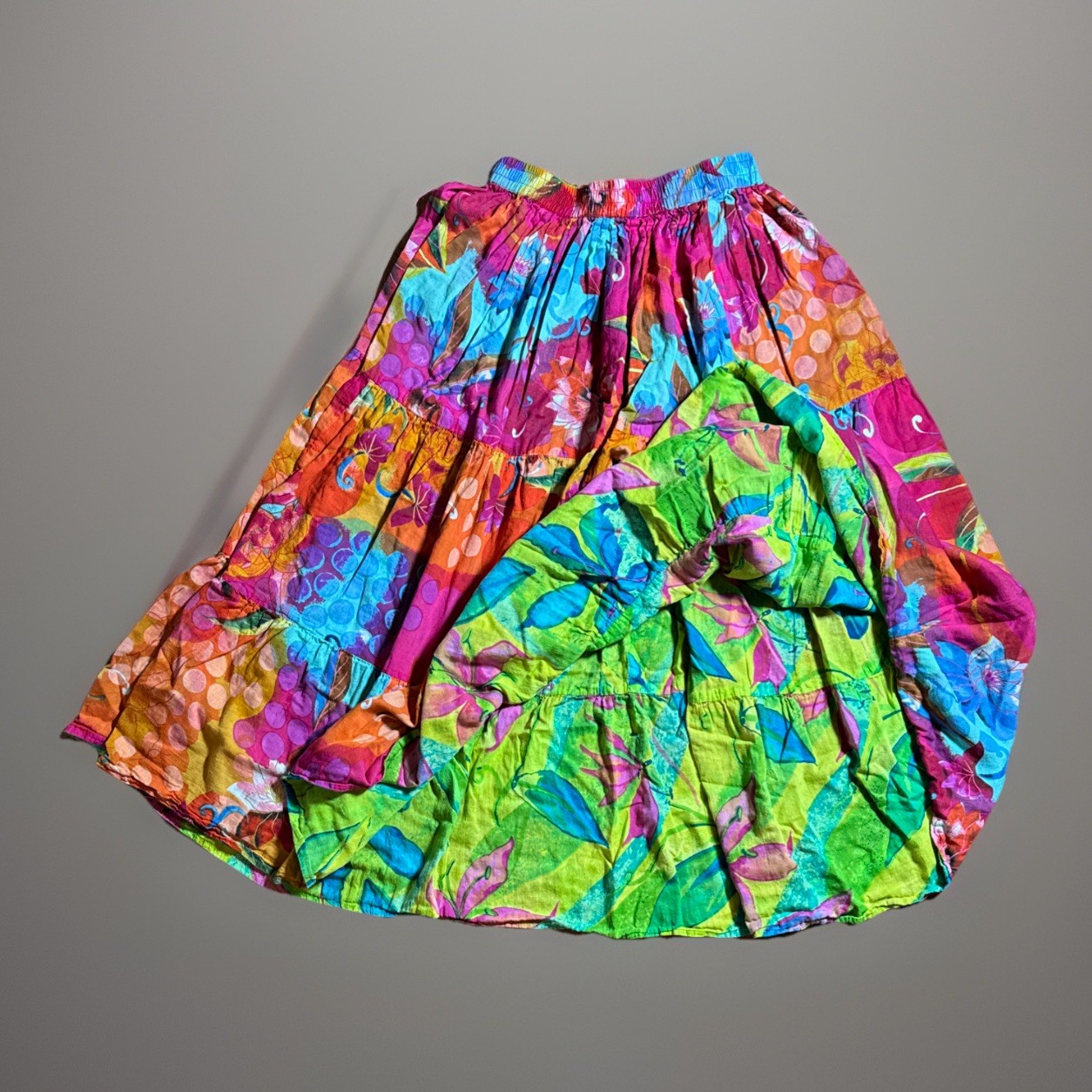 Phool 90s Boho Skirt MED Tiered Floral Flowy Hippie Festival Maxi REVERSIBLE