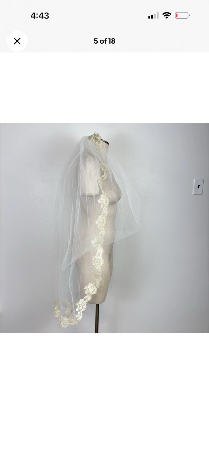 VTG 60s 70s Lace & Pearl Bridal Veil Juliet Cap Style Ivory Alencon Lace Tulle