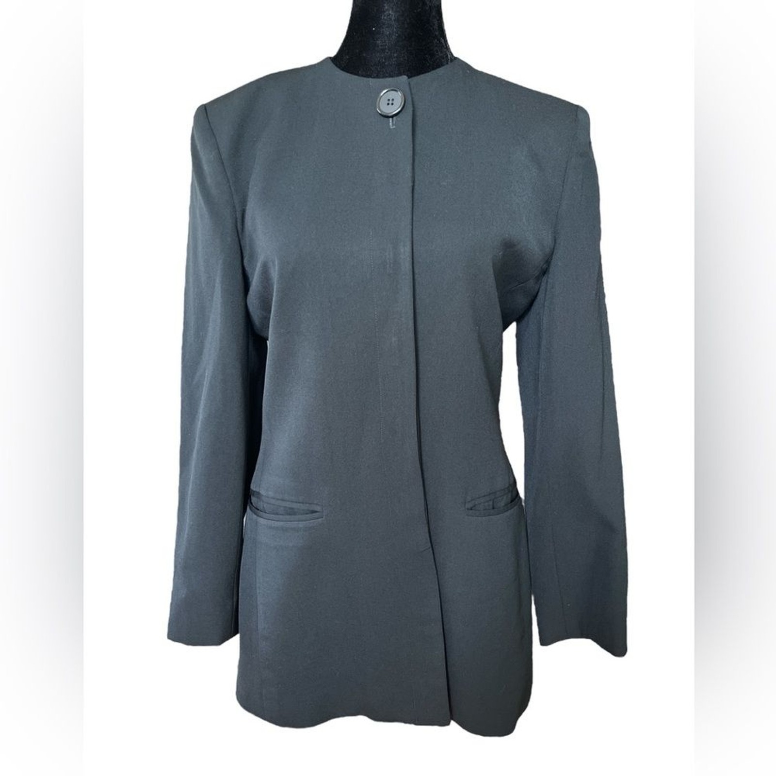 Vintage Saville Mod Wool Blazer Size 4 Black Classic Mid-length Coat Jacket