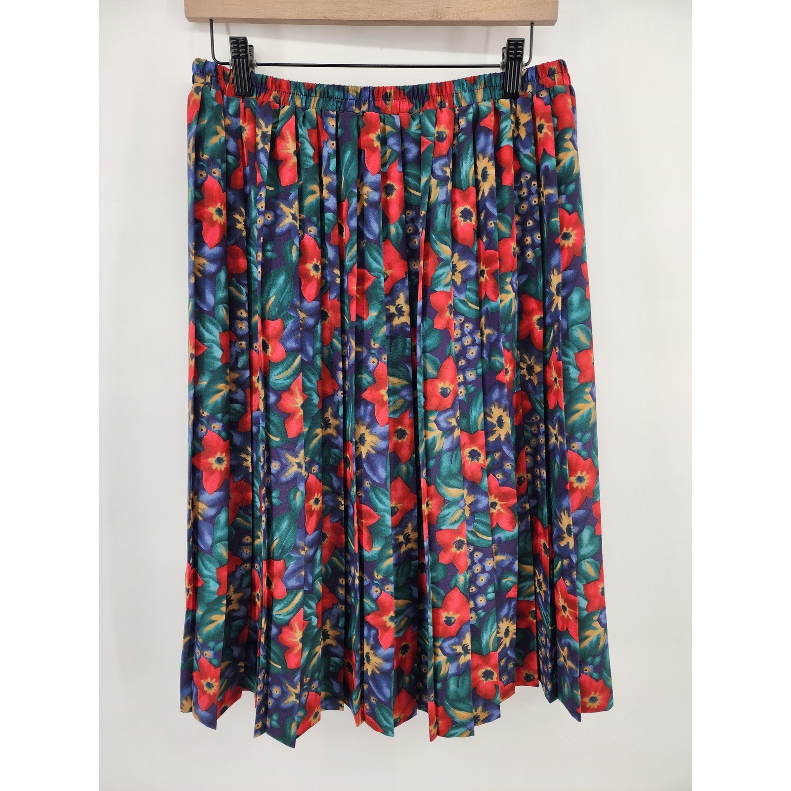 Leslie Fay Vintage Floral Pleated Skirt and Button Front Top Set 14/16WP