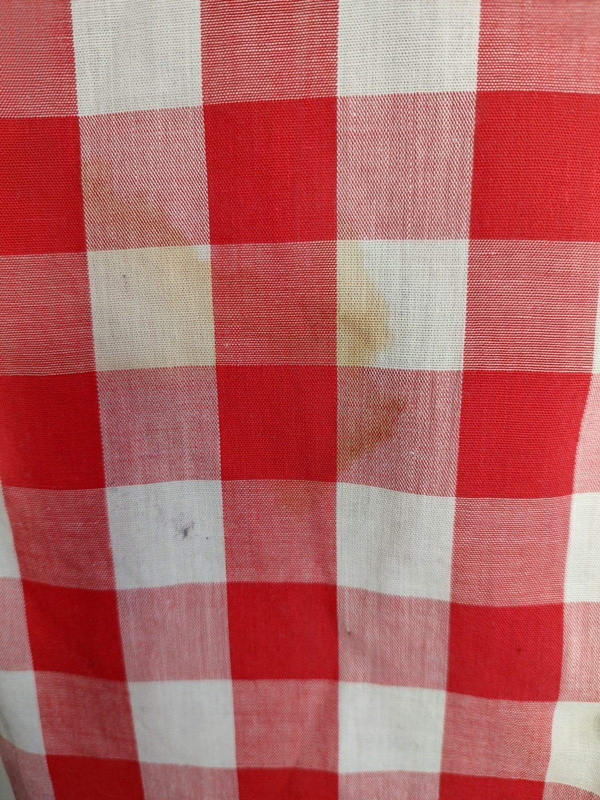 Vtg 50s/60s Shirt Womens Sz Sm Red White Check Loop Collar Distressed Rockabilly