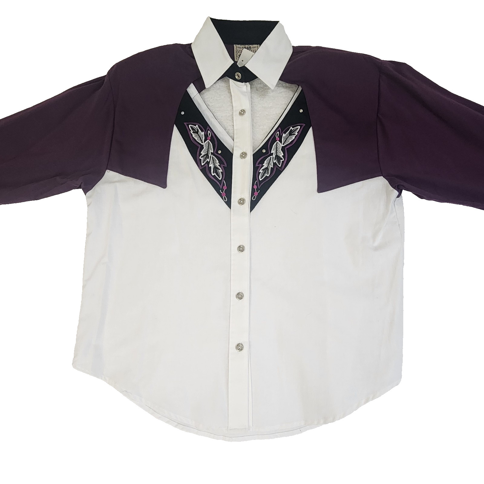 VTG 1849 Authentic Ranchwear Large Western Shirt Purple Embroidered #1482