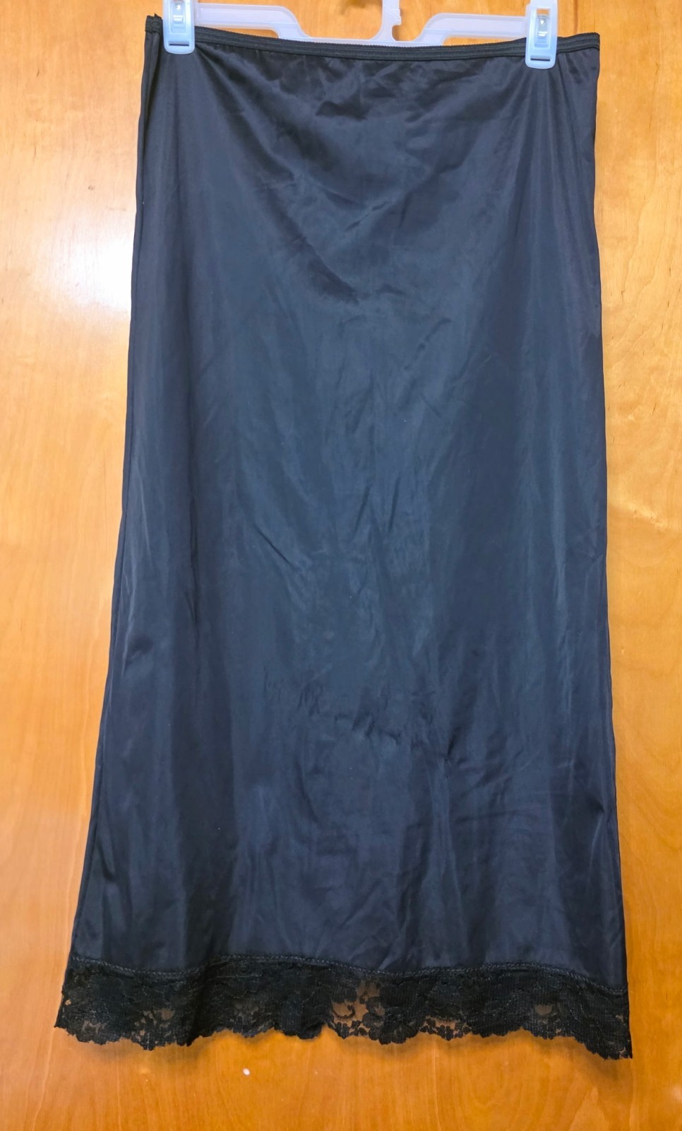 Vintage OPALAIRE Half Slip Dupont Nylon Union Label Lrg Black 35″ Long 15″ Slit