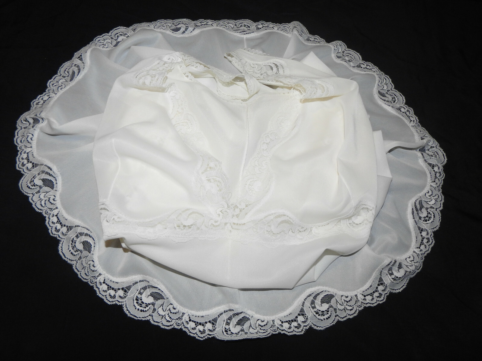 RETRO!EXTRA SIZE!Vintage „mibi” lace nylon full slip Unterkleid EU/54-56! Sissy