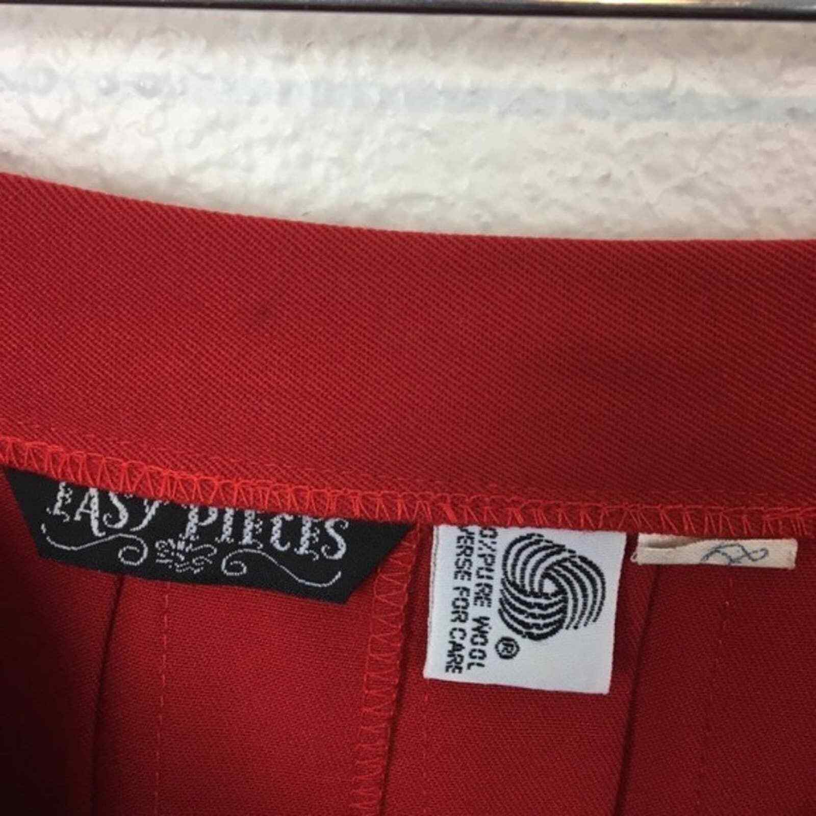 Red Wool Pleated Skirt Women’s Size 9 Librarian Vintage Easy Pieces Side Zip