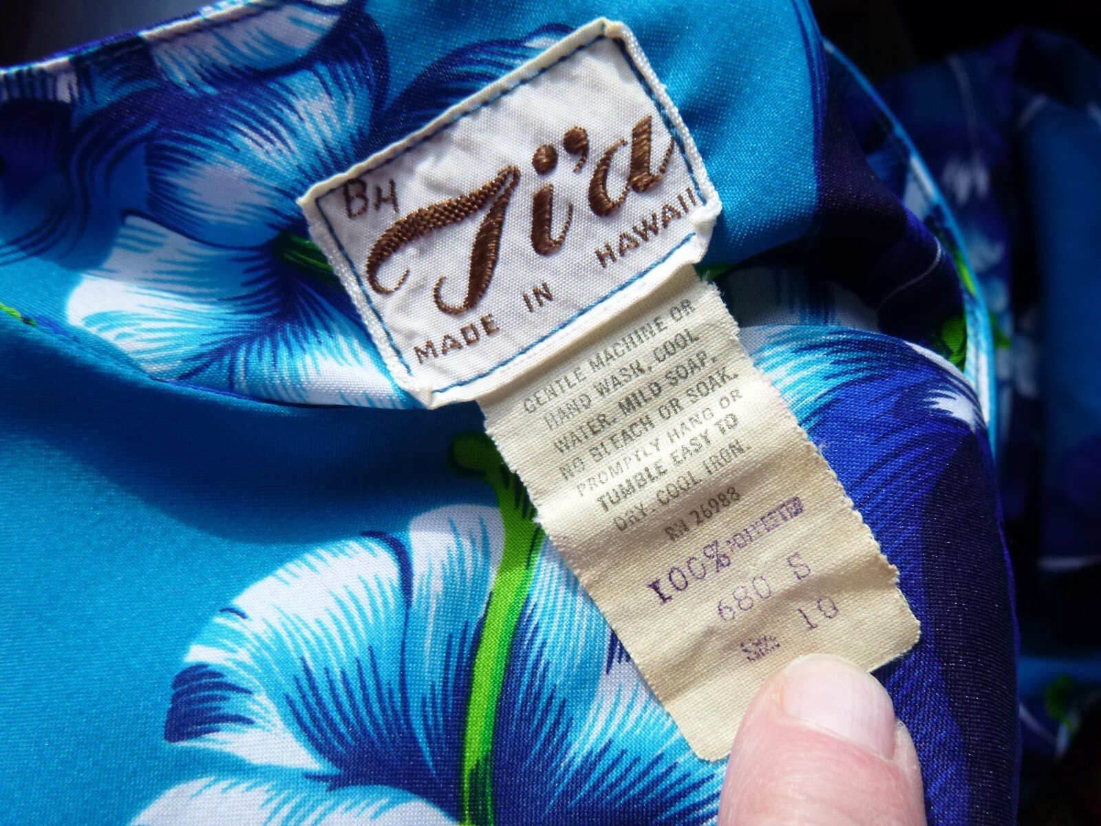 Vtg 60s 70s Ti’a Hawaiian House Dress MuuMuu Blue Aqua Floral Sz S/M