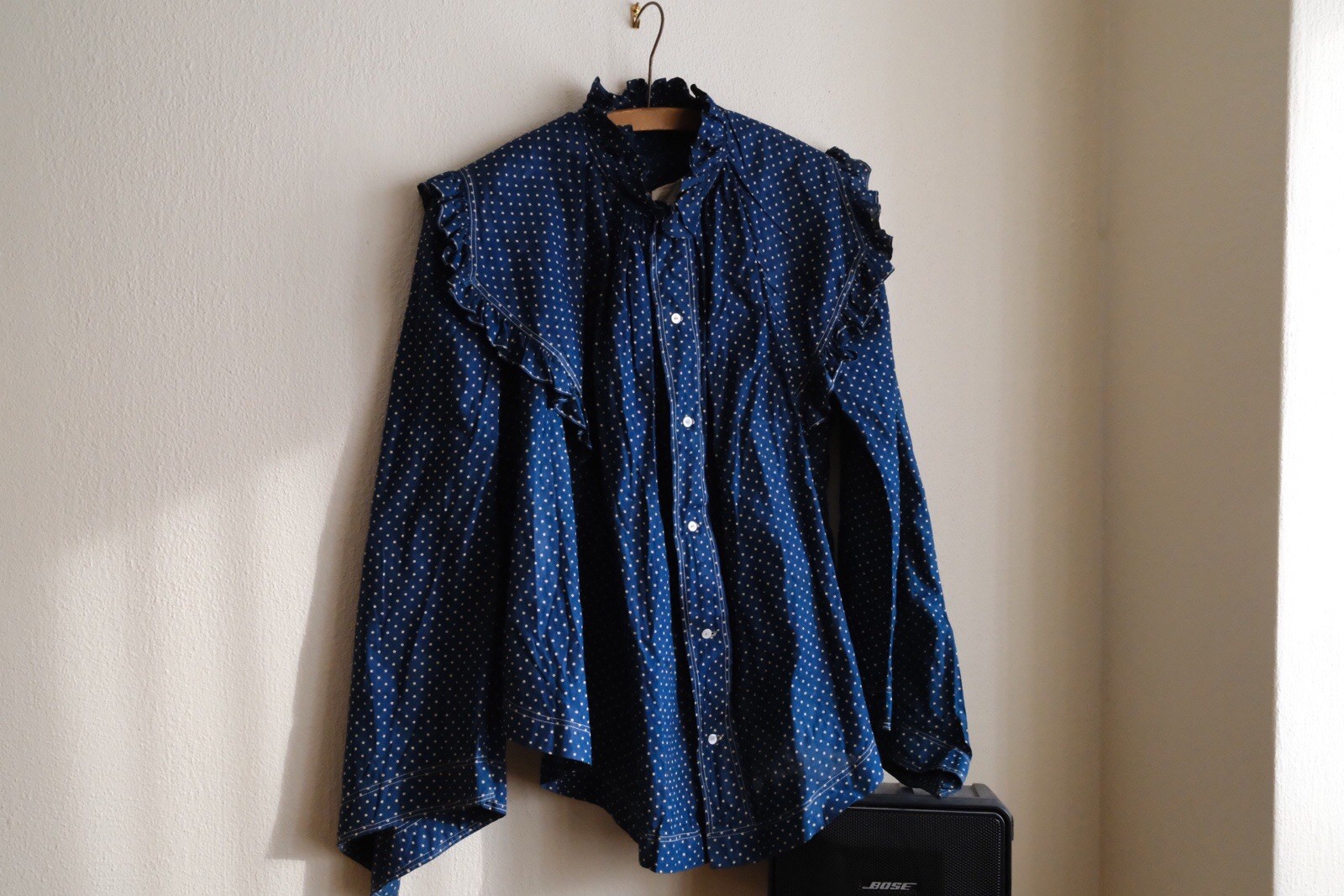 Extremely Rare Blue Indigo Calico Antique Blouse, Possible Maternity Cut