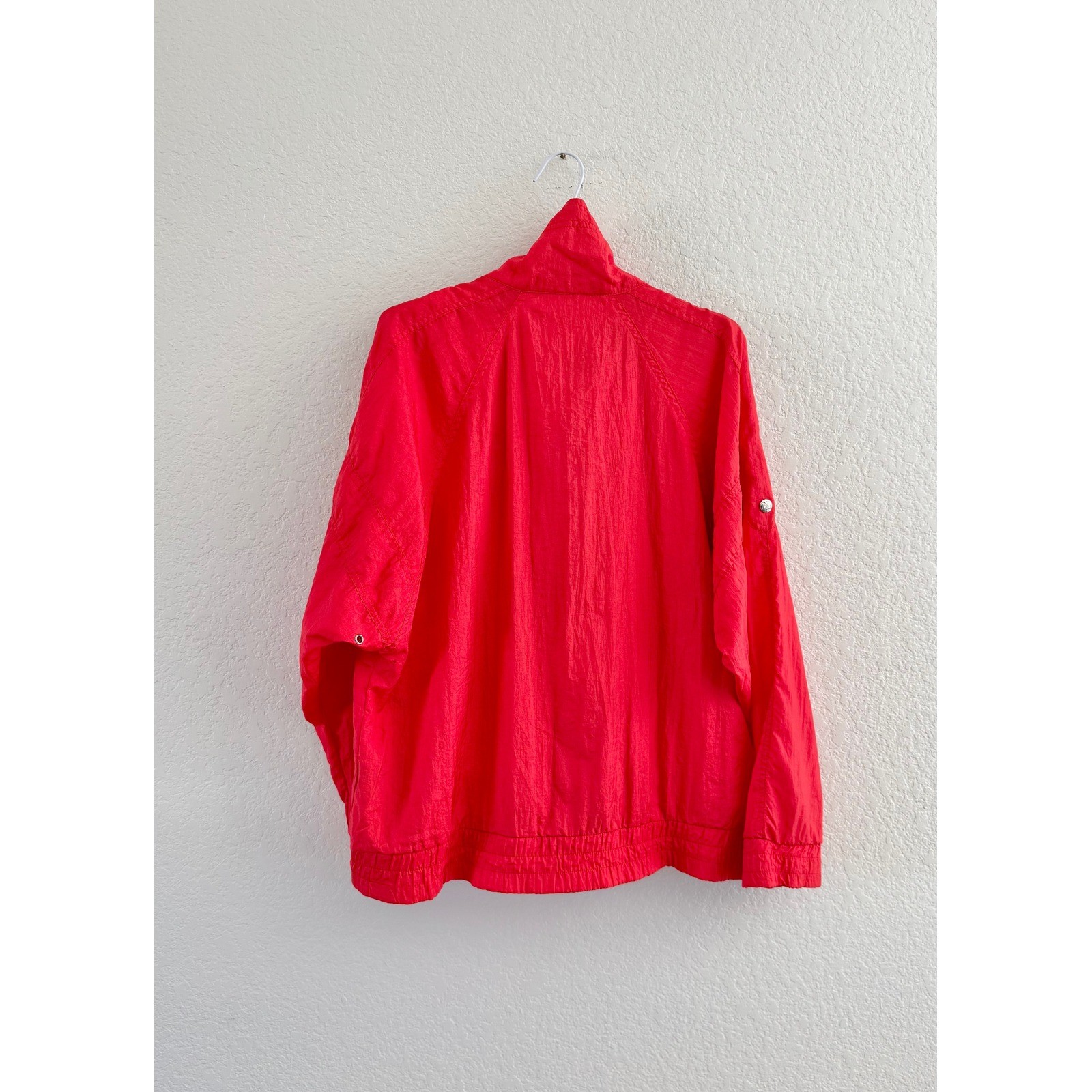 Vintage Andy Johns Windbreaker Jacket Women Medium Red 80s Zip Snap