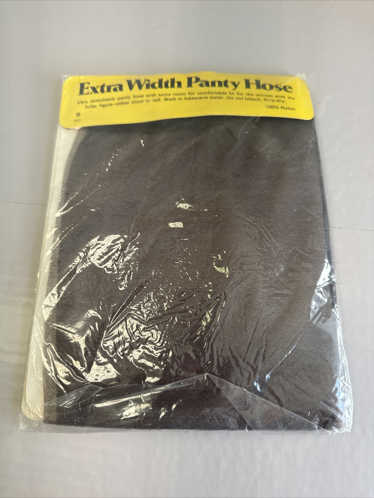Vintage Extra Width Pantyhose Black Fits Hips 40″ -44″ Nylon USA