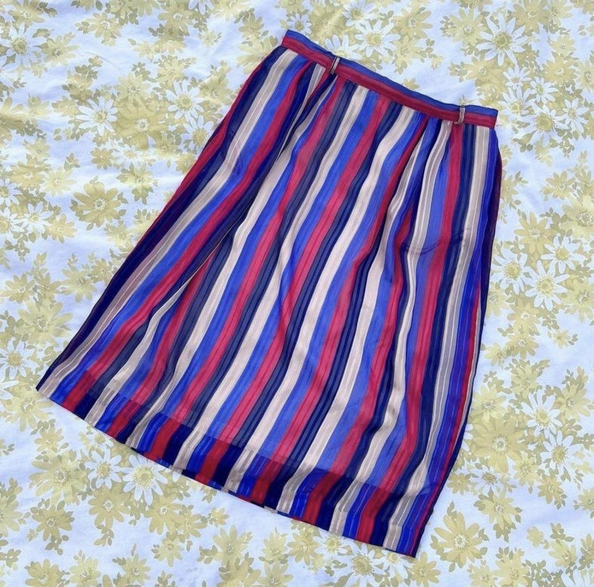 Vintage 1970s Red White And Blue Striped Collegian Of California Skirt – L