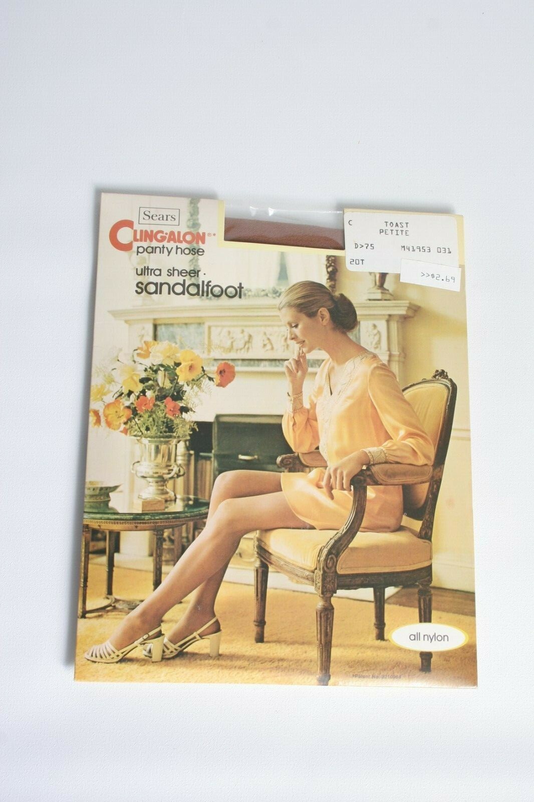 Sears Cling-alon Vintage panty hose Ultra Sheer toast petite Sandalfoot 