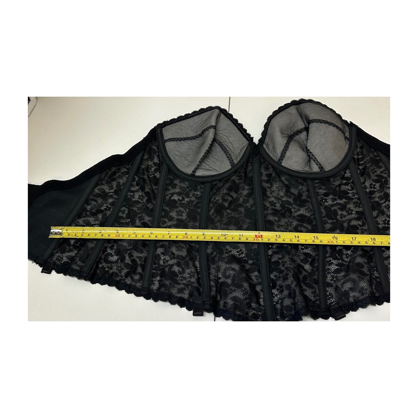 Vintage Carnival 313 Black Lace Bustier Corset Top 38C ILGWU Union Made USA