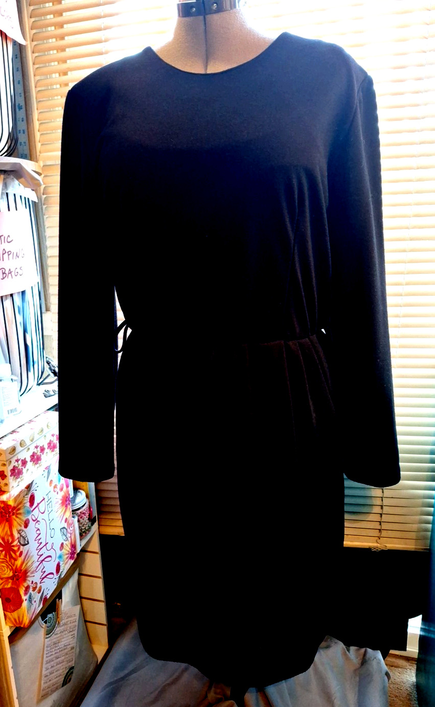 Vintage Black (thick jersey knit) Sz 16 dress by MS CHOICE/classic style