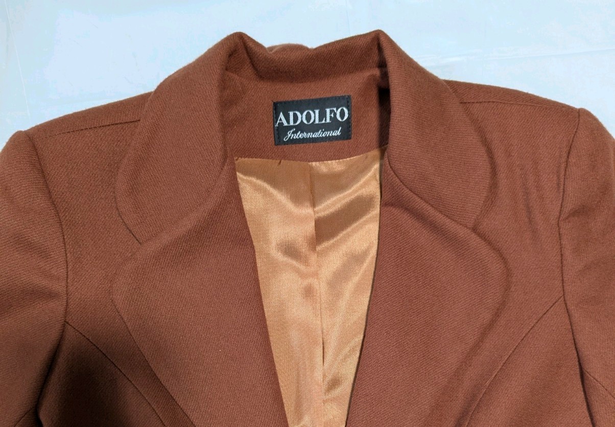 VTG NWT 70s/80s Adolfo International Women’s Brown 100% Wool Blazer Size 12