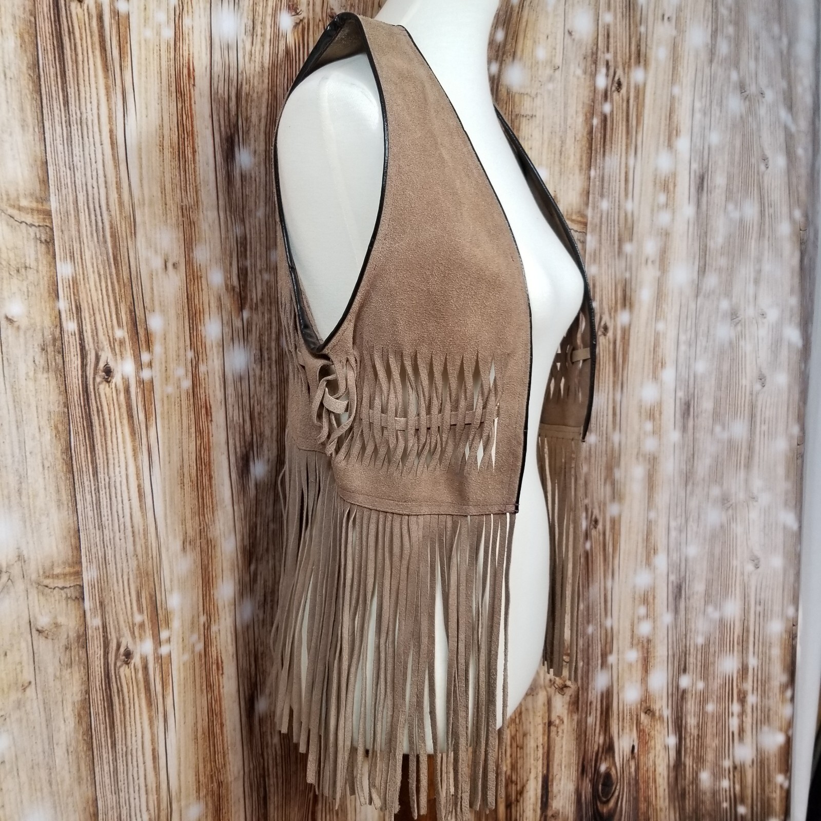 VTG Montes Suede Tan Leather Women’s Stylish Fringe Vest Vintage Made In Mexico