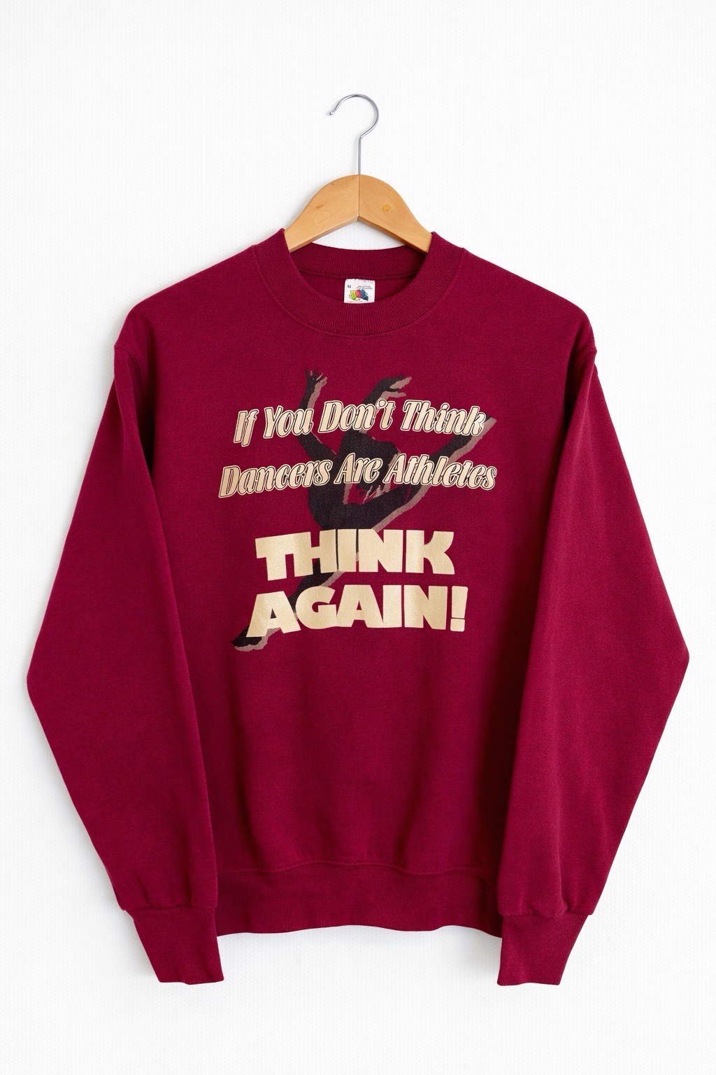 Vintage Fruit Of The loom Crewneck Sweatshirt Women M Red Graphic Dancers USA