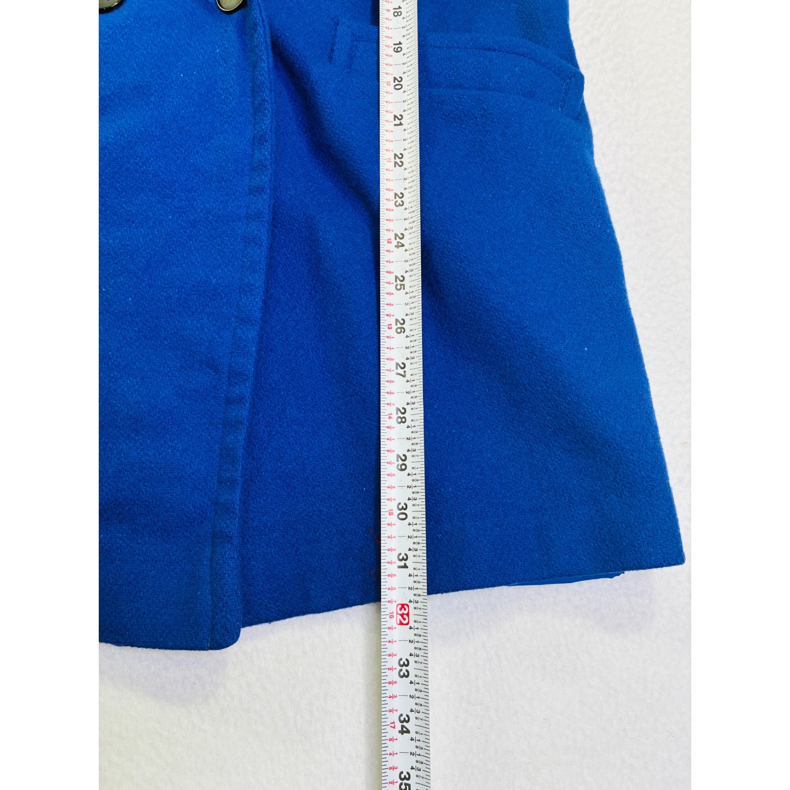 Herman Kay Vintage USA Womens M/L Blue Wool Blend Double Breasted Coat Cuff