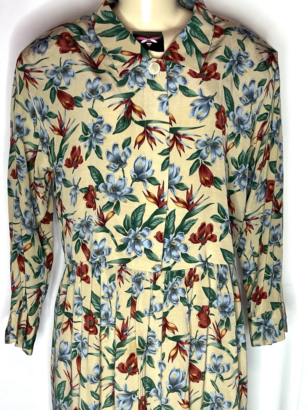 VINTAGE LIZ CLAIBORNE TAN FLORAL TWO PIECE SKIRT SET SZ 14