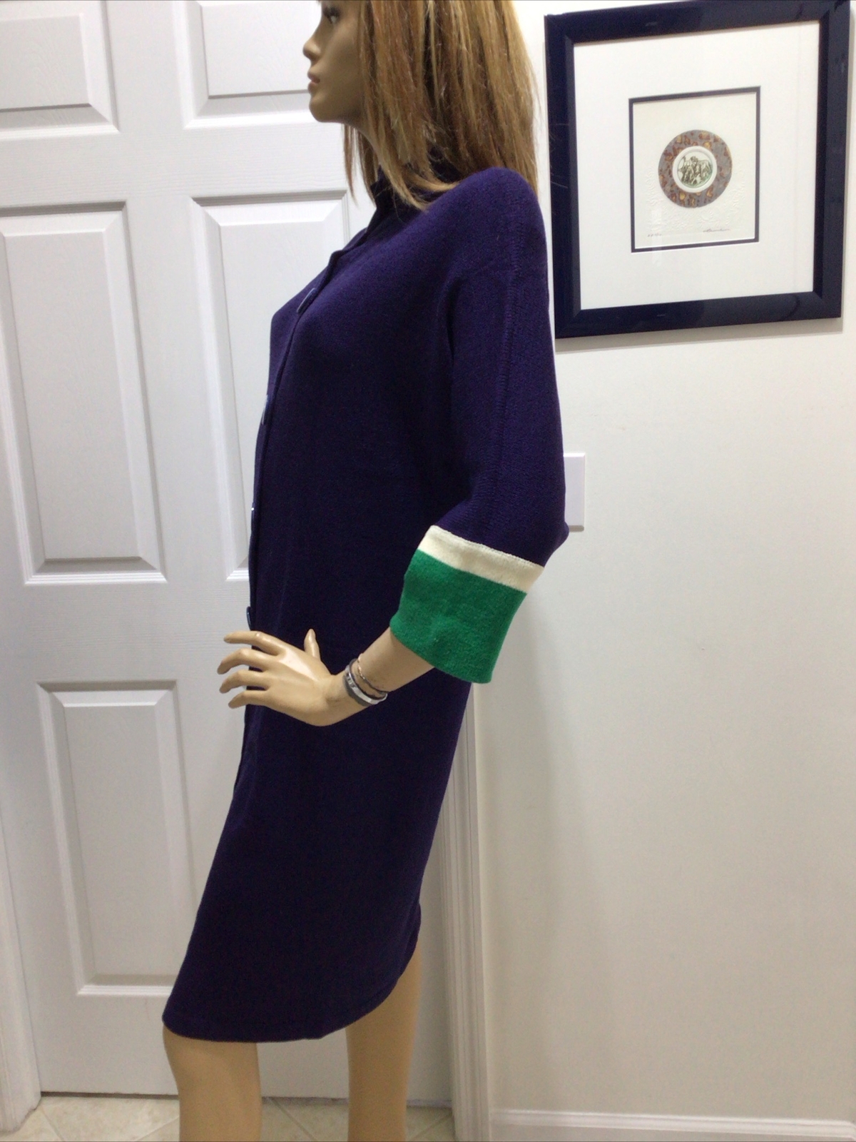 THE MICHAEL COLLECTION SANTANA KNOT DRESS SIZE MEDIUM VINTAGE NAVY GREEN