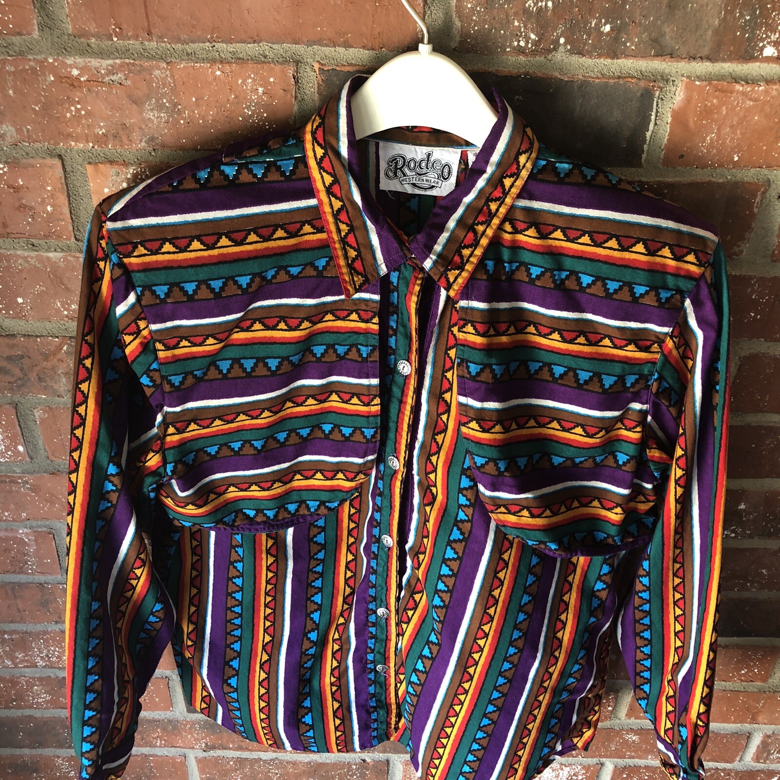 VTG Rodeo Western Wear Women Large Long Sleeve Button Shirt Vest Aztec Southwest