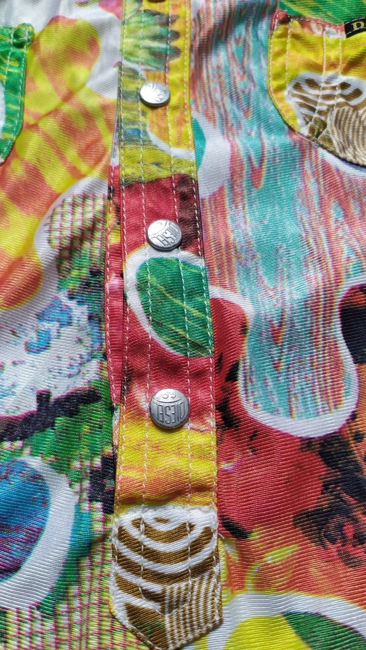 Rare Vintage Diesel „Puzzle-Piece” Patchwork-Style Shirt Dress – Size S – Vibran