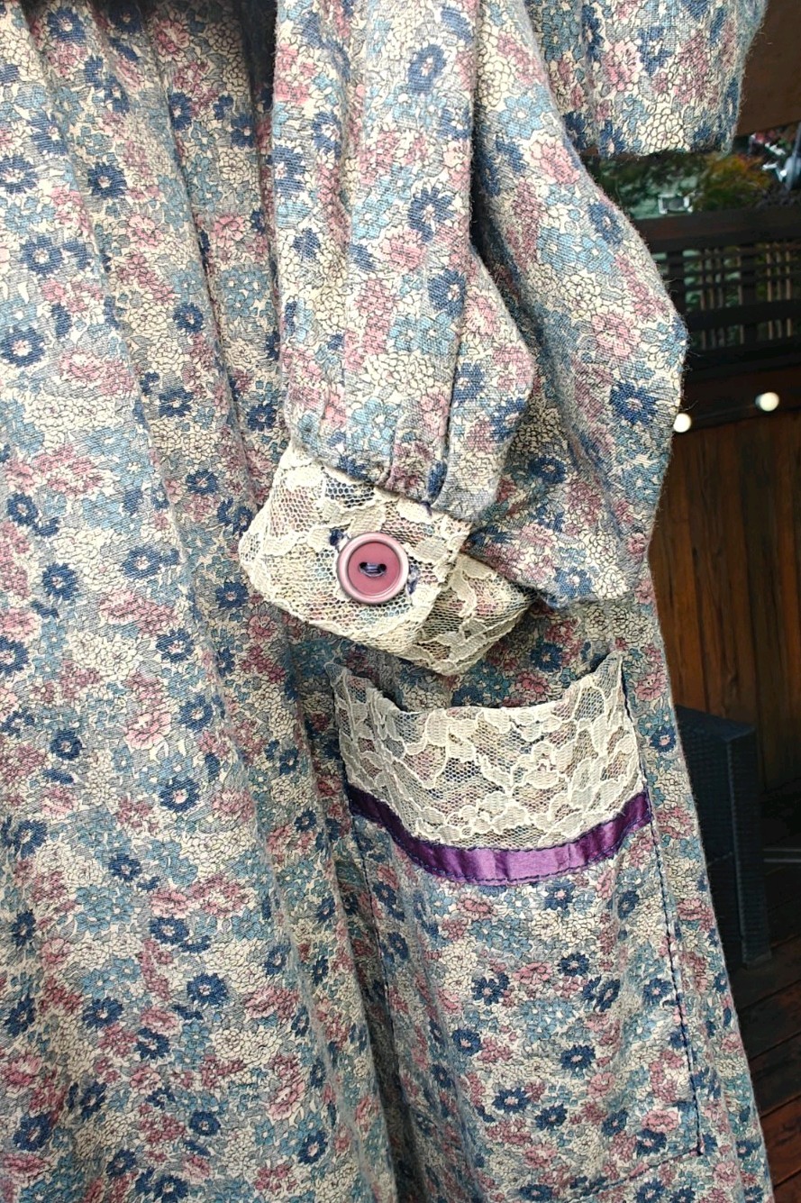 Vintage 70s Young Edwardian Arpeja Prairie Dress Floral Calico Lace Size 7 Boho