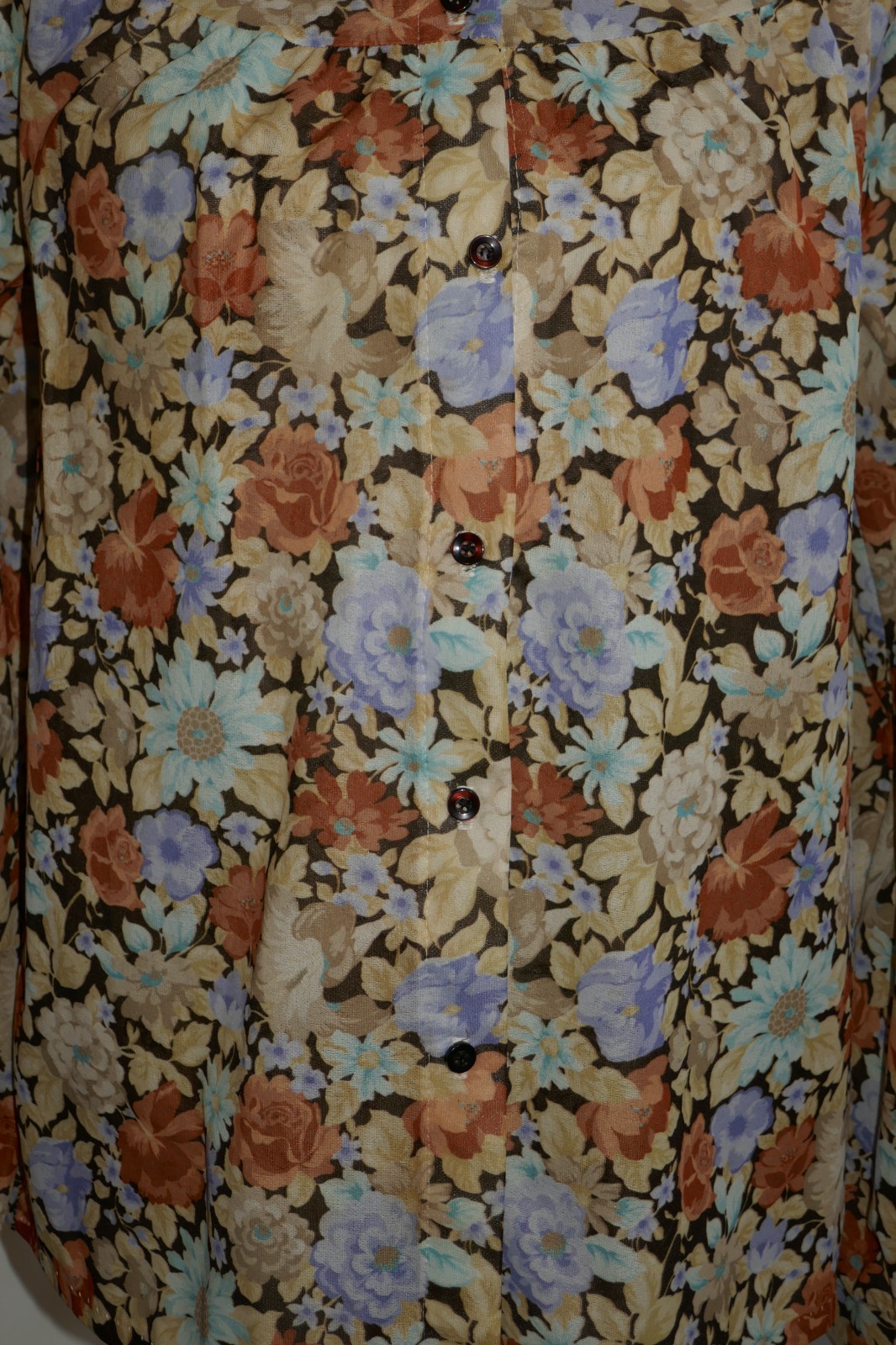 Eccobay Floral Button Up Sheer Blouse Shirt Size 11-12