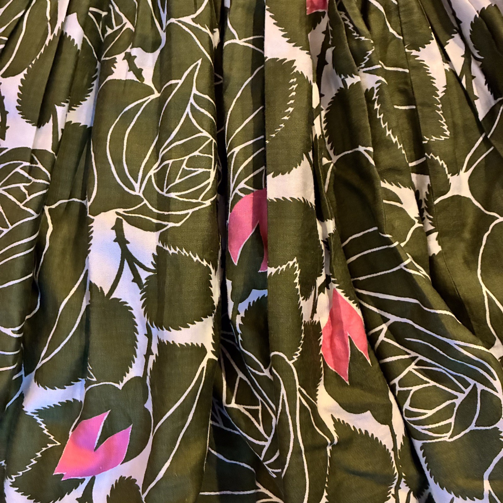 Vintage Everfast Fabrics Retro Green Floral Roses MCM Dress Fit & Flare XXS 00