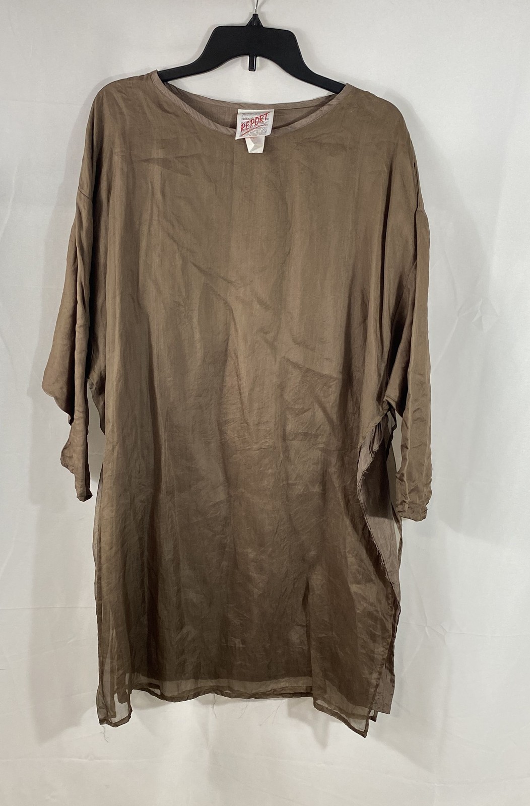 Report Women’s Browen Tunic Brown 100% Silk Vintage 90s Made in USA Sz S