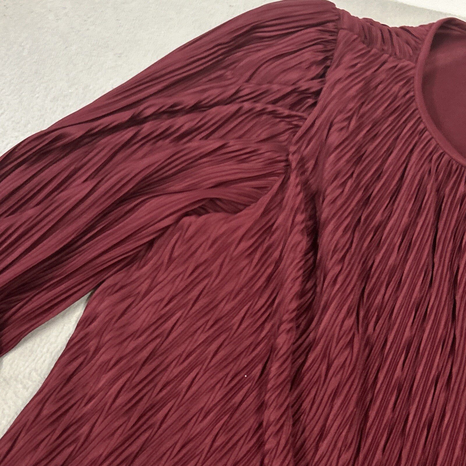 David Rose Dress Womens Size 14 Burgundy Pleated Holiday Party Vintage 80’s USA