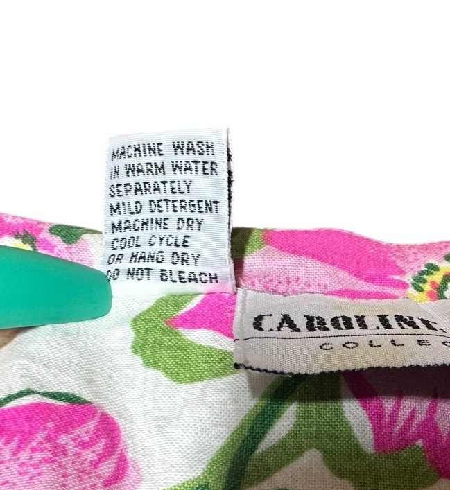 Vtg 80s Cottagecore White Pink Floral Midi Dress Drop Waist Shoulder Pads Sz 12