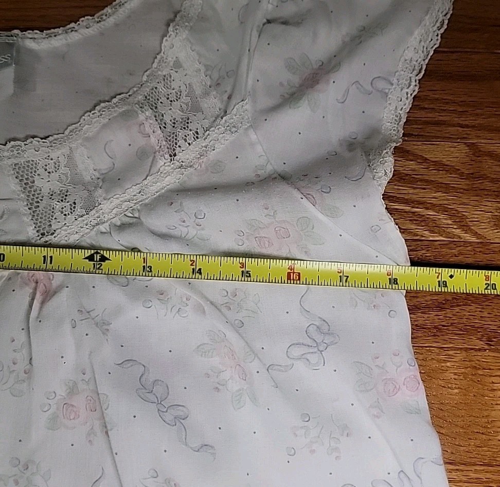 Vintage Heiress Embroidered Lace Floral Bow Babydoll Nightgown Cottagecore SZ-S