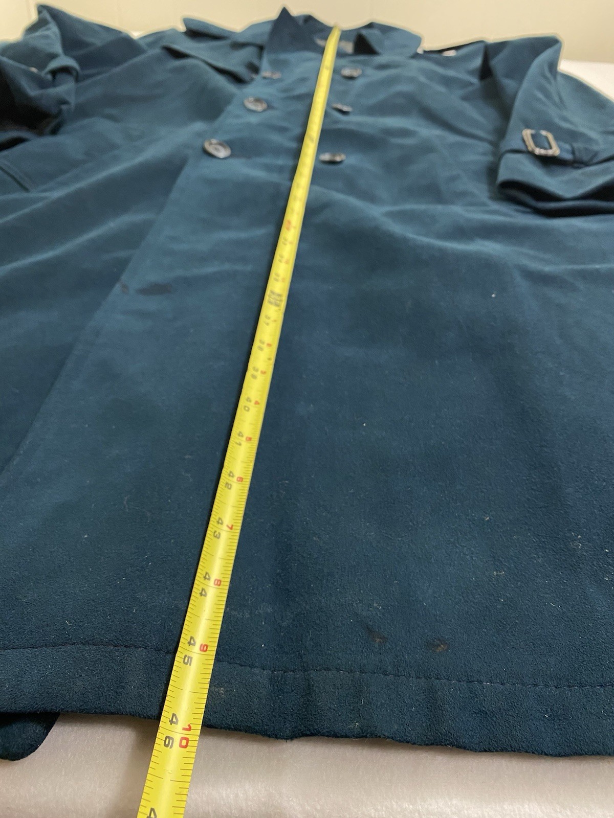 Vintage Blue Suede Trench Coat Women’s Size 44 Jeffrey Banks For Lakeland