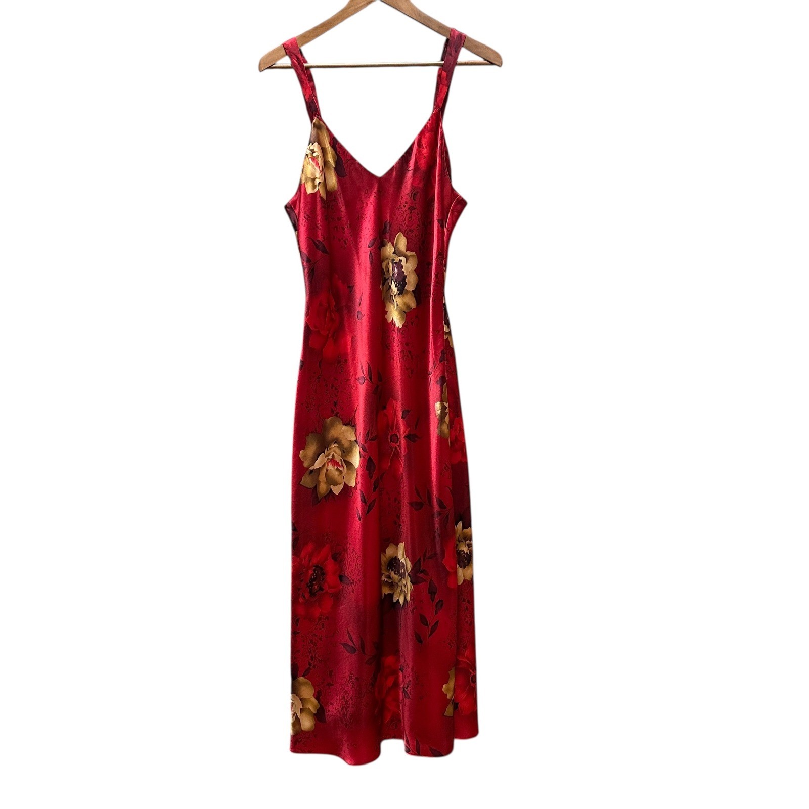 Vintage Inner Most Nightgown & Robe Red Floral Long Classic Romantic Feminine M