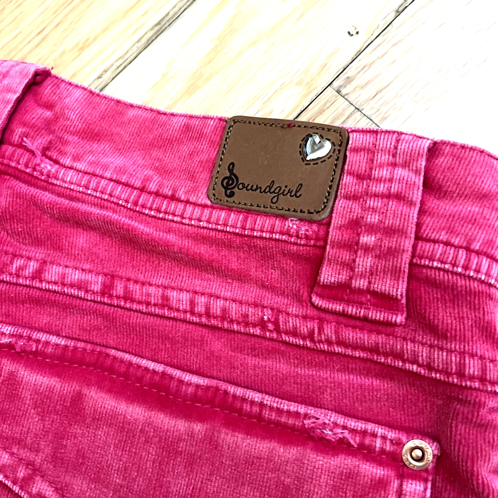 Vintage Soundgirl Pink Corduroy Skinny Leg Flared Pants Size 7 NWT Pockets Retro