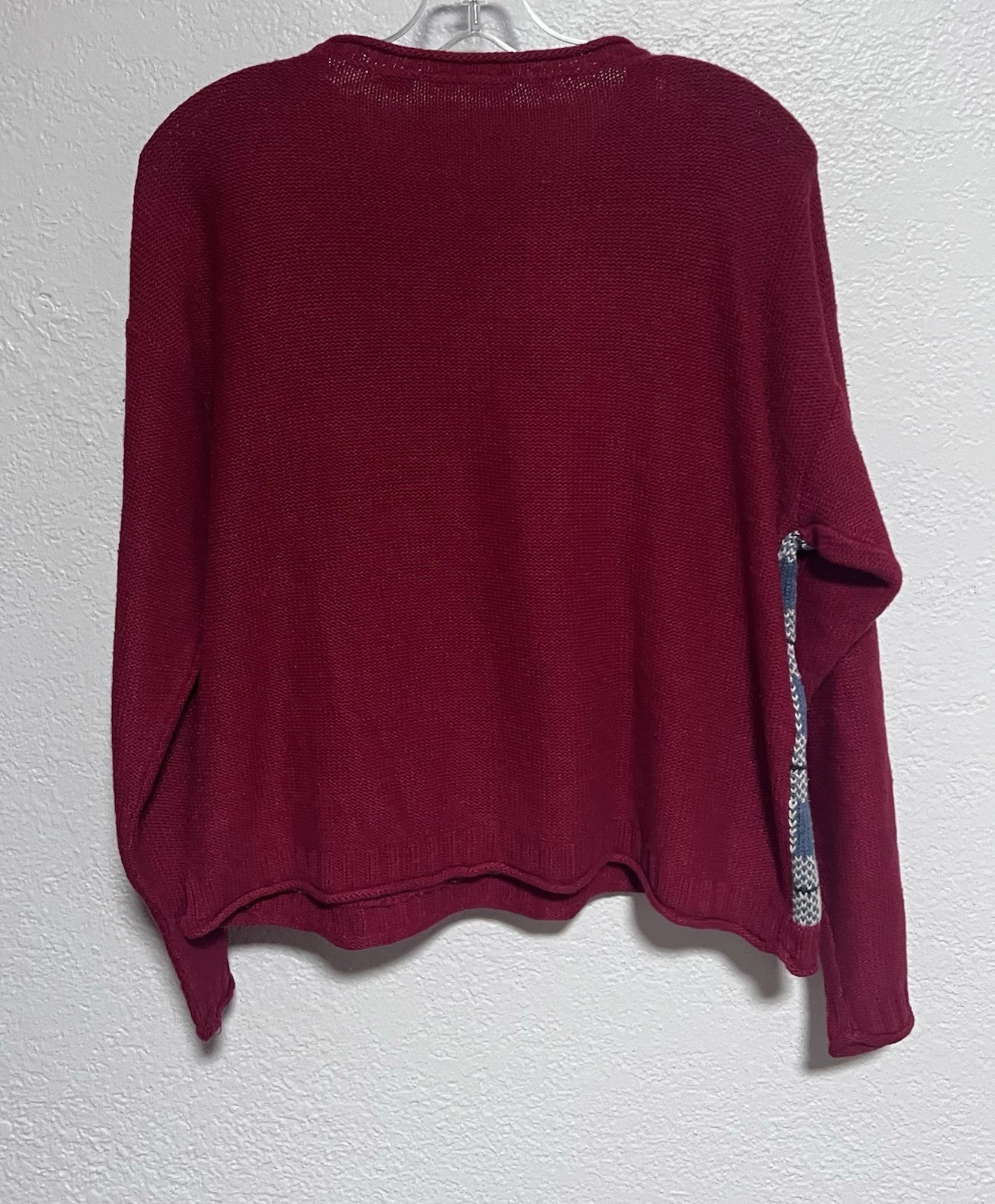 Vtg 80s Crazy Horse Sm Red Sweater Rose Embroidered Plaid Novelty Knit