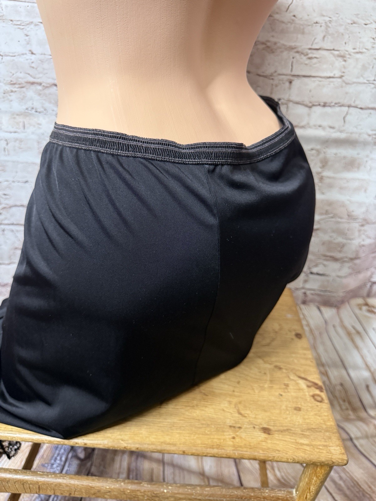 Vintage Lingerie Black Half Slip Carters Du Pont Nylon 4Panel Lace Hem Maxi L
