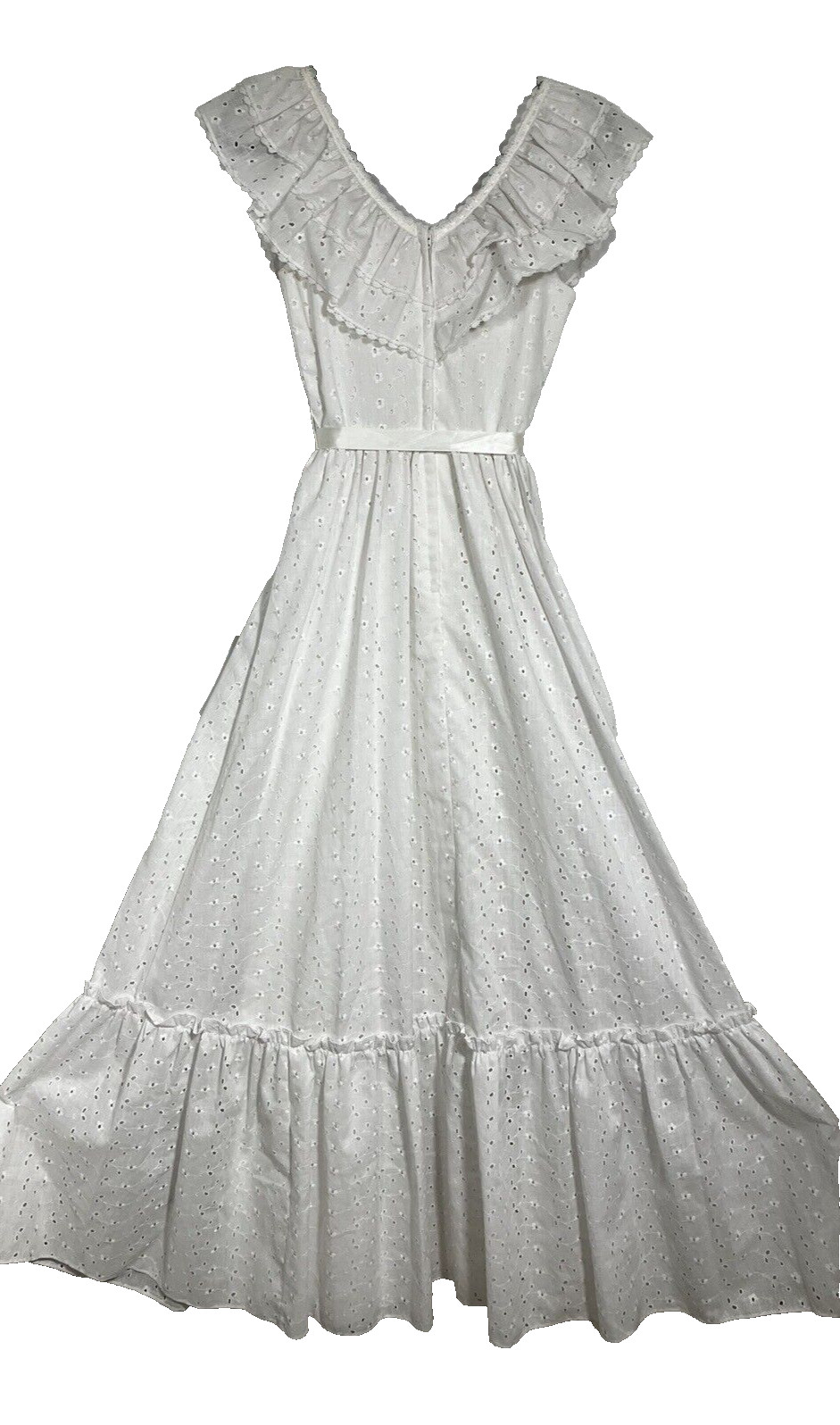 Vintage Candi Jones White Eyelet Maxi Cottagecore Sundress Bolero Jacket Size 5
