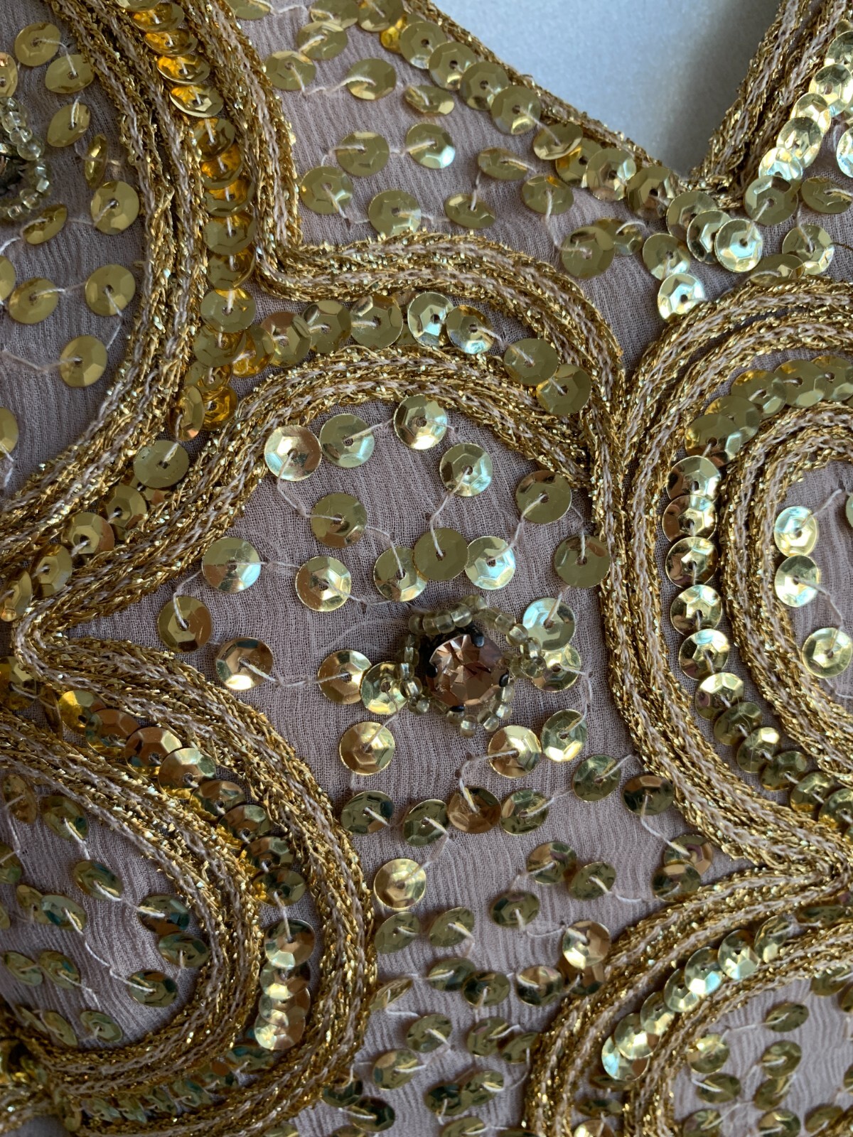 Vintage PARUES FEINSTEIN Sequins DRESS Silk Late 50s Early 60s Medium M 8