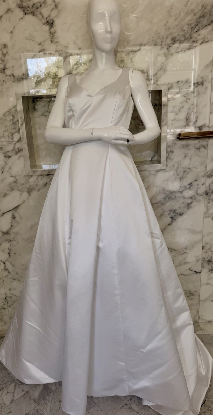 Prestige Bridal Satin Wedding Dress Size 10 Minimalist Ball Gown Chapel Train
