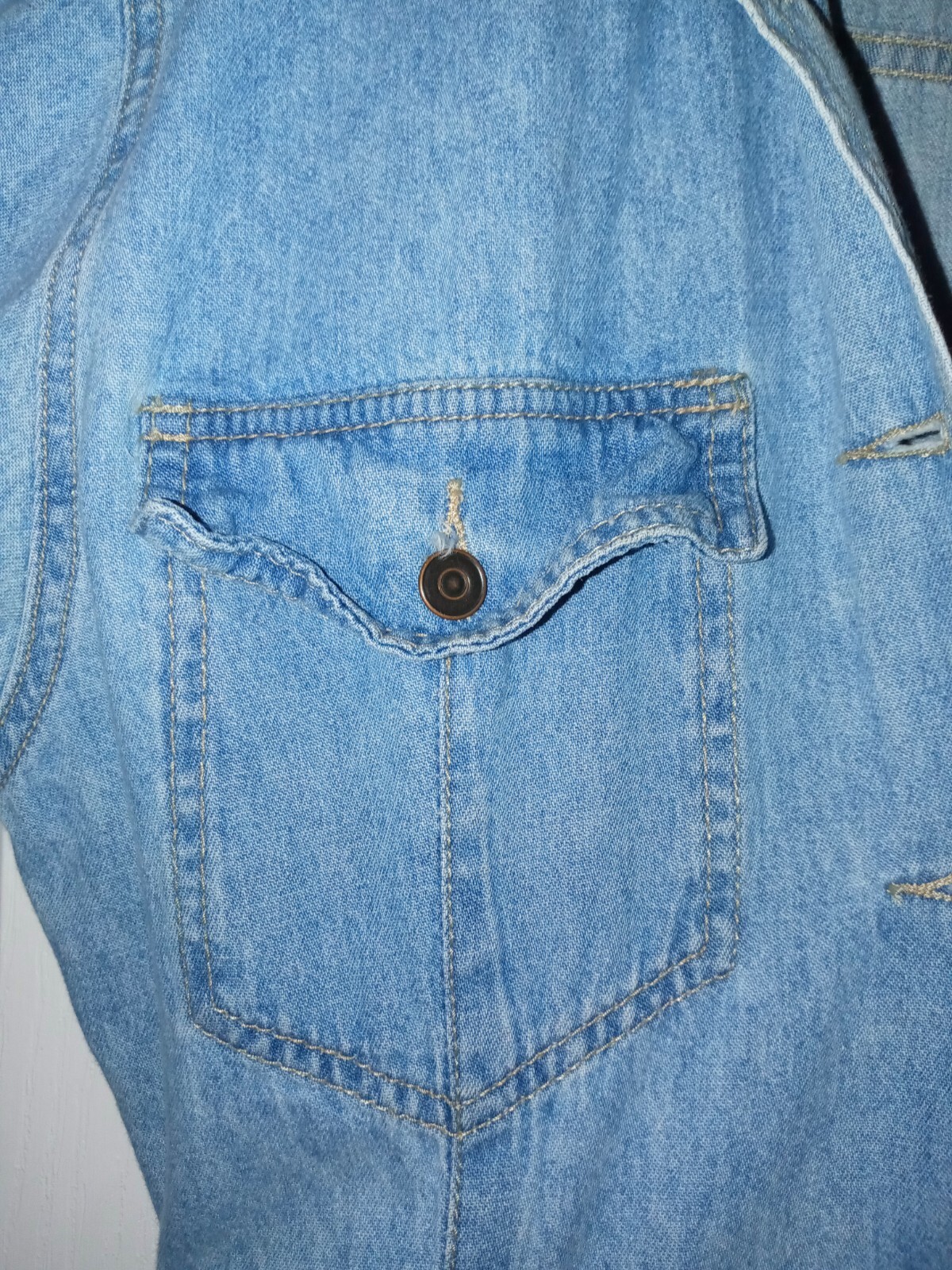 VTG 1980 J Acaro dress long slvs long 100% cotton blue jean denim button frnt S