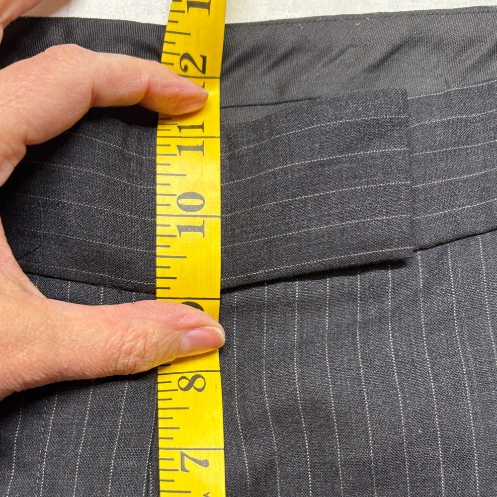 Vintage Donna Karan Trousers 12 Charcoal Grey Pinstripe Pants UNITE USA $695 NWT