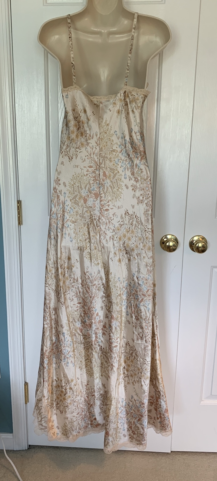VTG 70s Lindsey Roscoe Farr East Silk Spaghetti Strap Lingerie Night Gown Sz S